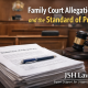 Documents and courtroom setting illustrating how family courts assess disputed allegations using the balance of probabilities.