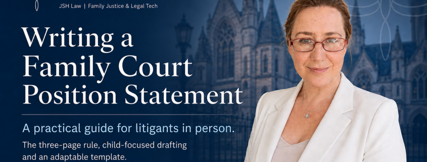 JSH Law guide to writing a family court position statement, including child-focused drafting and practical guidance for litigants in person