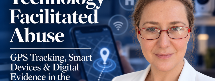 Smartphone location and security data illustrating technology-facilitated abuse and digital evidence in Family Court proceedings.