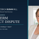 Jessica Susan Hill beside the JSH Law dragonfly logo and the words Half-Term Contact Dispute on a navy background.