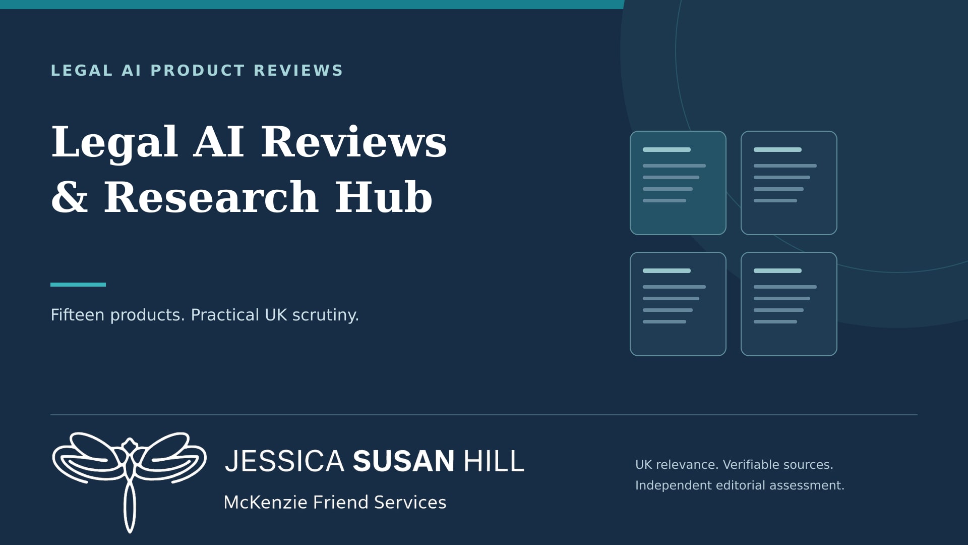 JSH Law Legal AI Reviews and Research Hub cover with document illustrations and the approved dragonfly logo.
