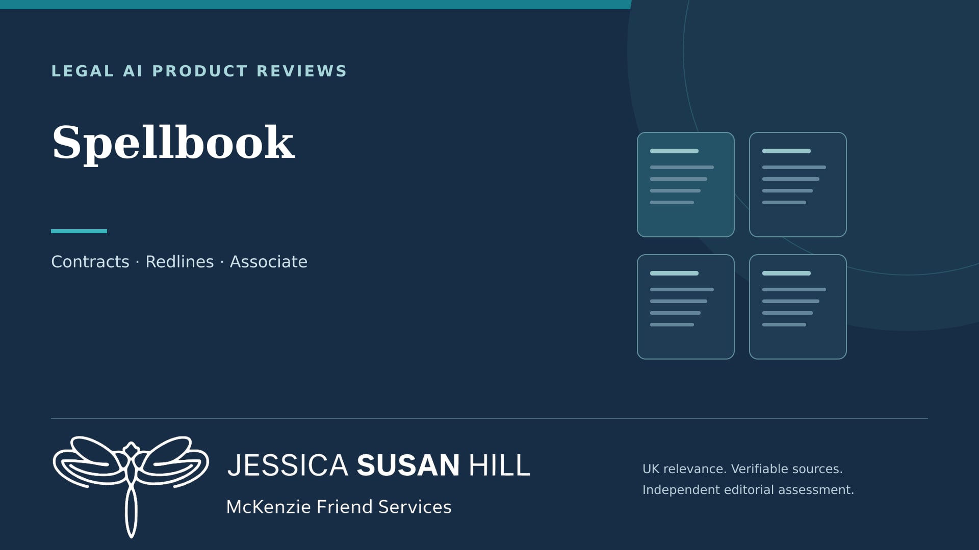 JSH Law cover for Spellbook, with document illustrations and Jessica Susan Hill’s dragonfly logo.