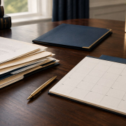 An organised family court case folder, diary and papers, illustrating practical steps after problems with unregulated litigation support.