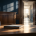 Symbolic editorial image of two empty courtroom chairs, a closed case file, and a sunlit school corridor beyond the doorway.
